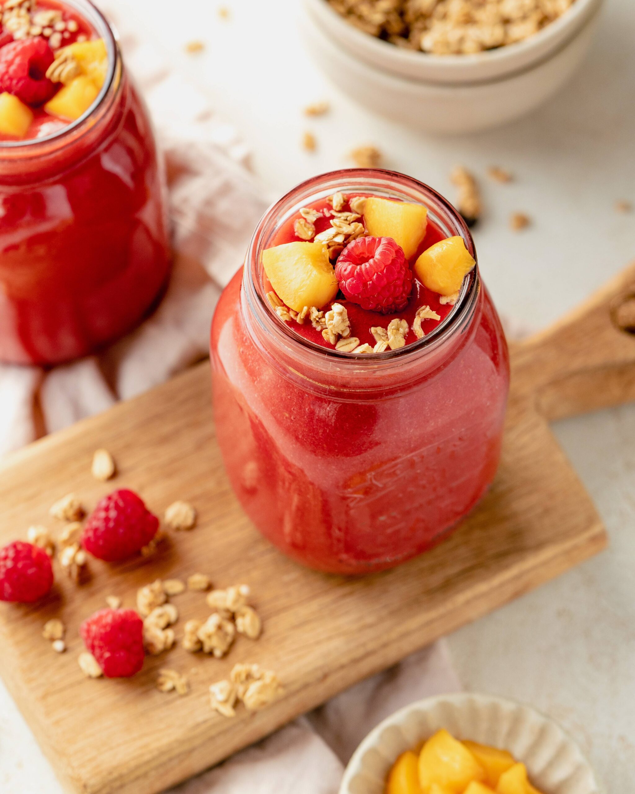 Smoothie framboise pêche
